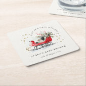 Winter Sleigh Its Cold Outside Neutral Baby Shower Vierkante Kartonnen Onderzetter (Schuin)