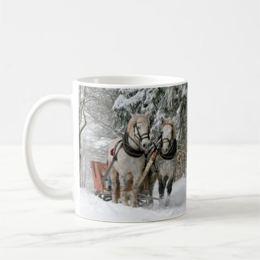Winter Sleigh Ride Color Image Koffiemok (Links)