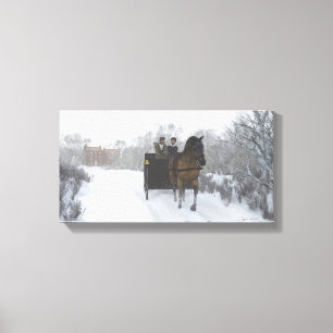 Winter Sleigh Ride Wrapped Canvas Afdruk