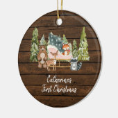 Winter Sleigh Rustic First Christmas Keramisch Ornament (Links)