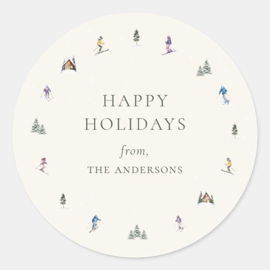 WINTER SLOPES Holiday Ronde Sticker (Voorkant)