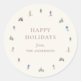 WINTER SLOPES Holiday Ronde Sticker