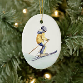 WINTER SLOPES Skier Keramisch Ornament