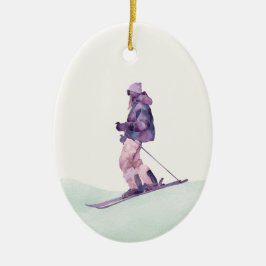 WINTER SLOPES Skier Keramisch Ornament