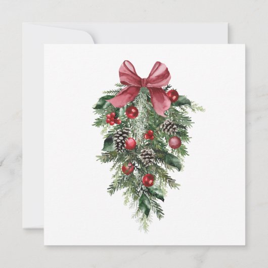 Winter Smaragd Groen Feestelijke Kerstbruiloft Save The Date (Achterkant)