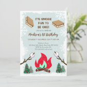 Winter S'mores Campfire First Birthday Invitation (Debout devant)
