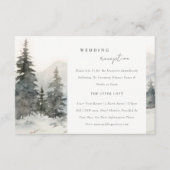 Winter Sneeuw Berg Landschap Bruiloft Receptie Informatiekaartje (Voorkant)