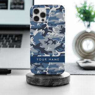 Winter Sneeuw Blau Camouflage Je naam Personalisee iPhone 15 Pro Max Hoesje