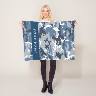 Winter Sneeuw Blau Camouflage Jouw naam Personalis Fleece Deken