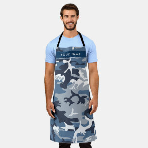 Winter Sneeuw Blau Camouflage Jouw naam Personalis Schort