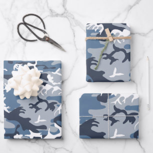 Winter Sneeuw Blauw Camouflage, Militair, Leger Inpakpapier Vel