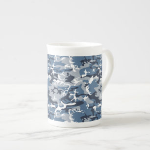 Winter Sneeuw Blauw Camouflage, Militair, Leger Porselein Kop