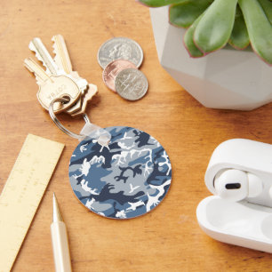 Winter Sneeuw Blauw Camouflage, Militair, Leger Sleutelhanger