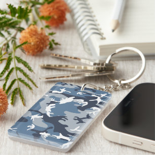 Winter Sneeuw Blauw Camouflage, Militair, Leger Sleutelhanger