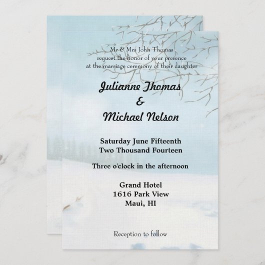 Winter sneeuw bruiloft kaart (Voorkant / Achterkant)