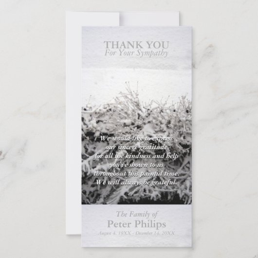 Winter Sneeuw Condoleance Dankjewel Fotokaart Bedankkaart (Voorkant)