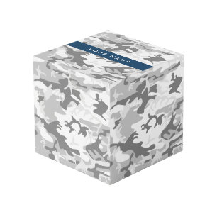 Winter Sneeuw Grijs Camouflage Je naam Personalise Kubus