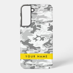 Winter Sneeuw Grijs Camouflage Je naam Personalise Samsung Galaxy Hoesje