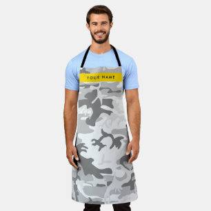 Winter Sneeuw Grijs Camouflage Je naam Personalise Schort