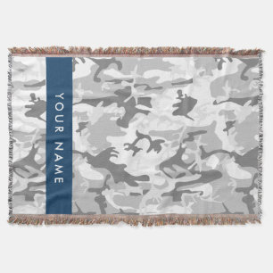 Winter Sneeuw Grijs Camouflage Jouw naam Personali Deken
