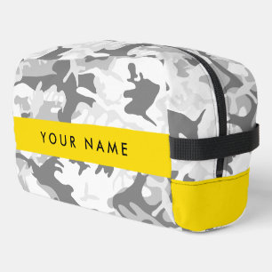 Winter Sneeuw Grijs Camouflage Jouw naam Personali Toilettasje