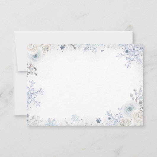 Winter Sneeuw in Liefde Sneeuwvlok Bruids QR RSVP  Bedankkaart (Achterkant)