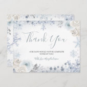 Winter Sneeuw in Liefde Sneeuwvlok Bruidsfeest Bedankkaart (Voorkant / Achterkant)