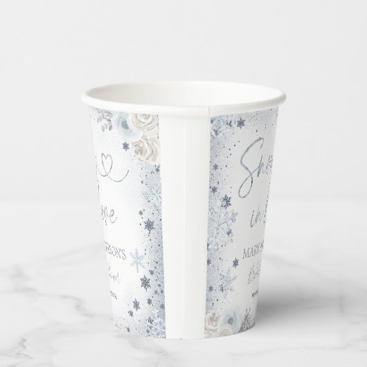 Winter Sneeuw in Love Sneeuwvlok Bruidsdouche Papieren Bekers (Rechts)