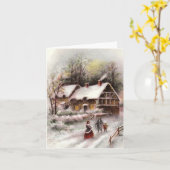  Winter Sneeuw Scene Kerst Kaart (Gele Bloem)