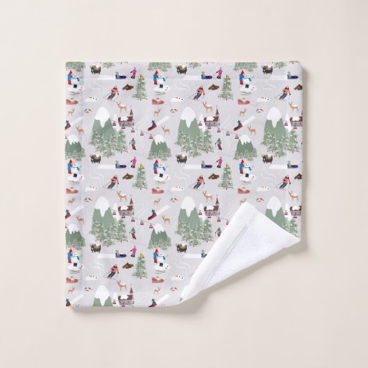 Winter Sneeuw Skiën Mountain Skigebieden Landschap Bad Handdoek (Wasdoekje)