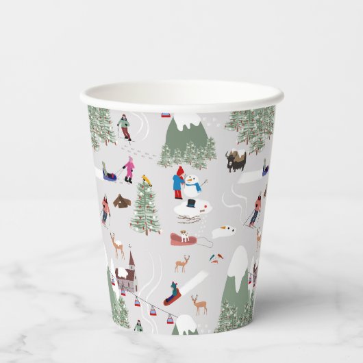 Winter Sneeuw Skiën Mountain Skigebieden Landschap Papieren Bekers (Achterkant)