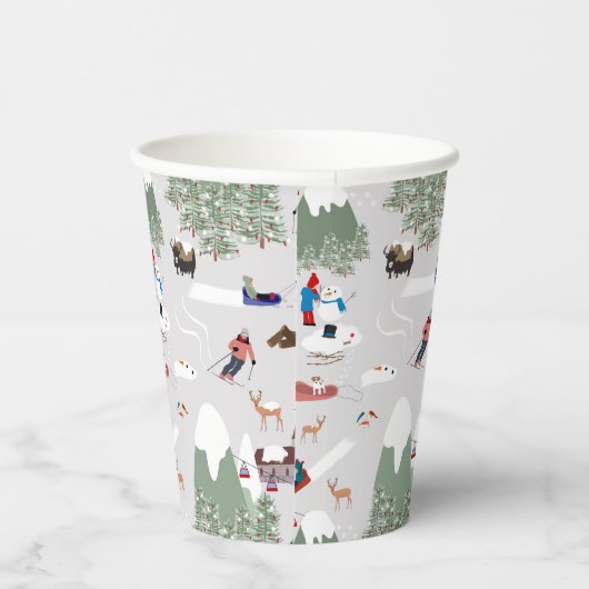 Winter Sneeuw Skiën Mountain Skigebieden Landschap Papieren Bekers (Rechts)