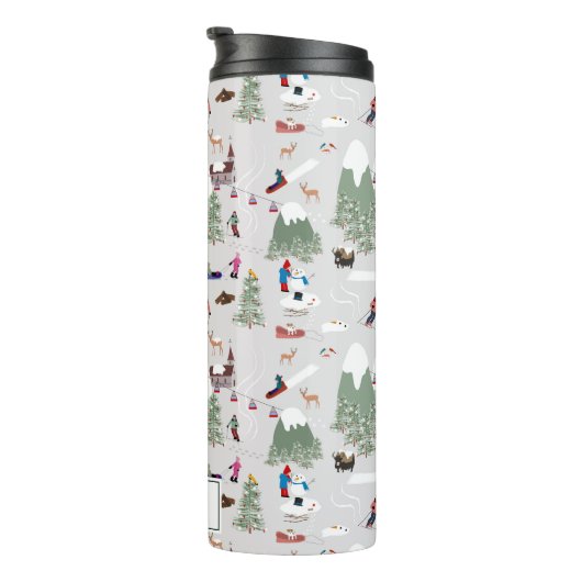 Winter Sneeuw Skiën Mountain Skigebieden Landschap Thermosbeker (Geroteerd rechts)