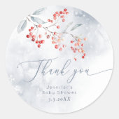 Winter sneeuw stoffige blauwe bessen Dank u Ronde Sticker (Voorkant)