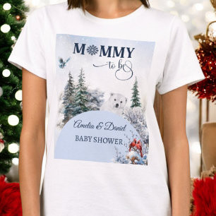 Winter Sneeuwbeer Vogel Moeder te worden Baby Show T-shirt