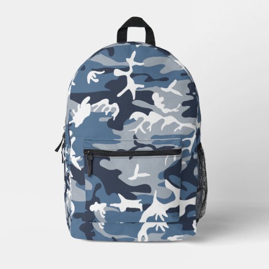 Winter Sneeuwblauwe Camouflage, Militair, Leger Bedrukte Rugzak (Voorkant)