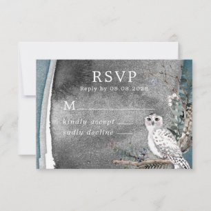 Winter Sneeuwbocht Moon Branch Paint Wedding RSVP Kaartje