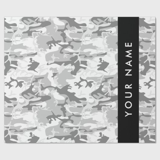Winter Sneeuwgrijs Camouflage Jouw naam Personalis Cadeaupapier (Vlak)
