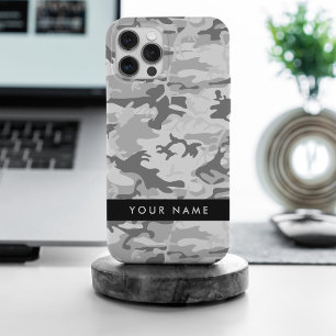 Winter Sneeuwgrijs Camouflage Jouw naam Personalis iPhone 15 Pro Max Hoesje