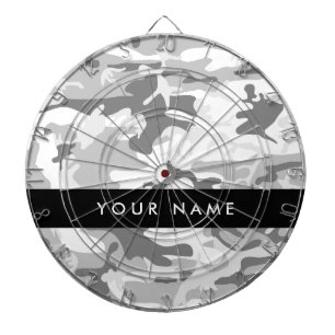 Winter Sneeuwgrijs Camouflage Jouw naam Personalis Dartbord