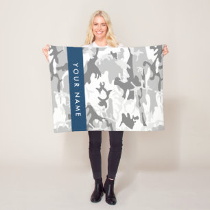 Winter Sneeuwgrijs Camouflage Jouw naam Personalis Fleece Deken