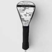 Winter Sneeuwgrijs Camouflage Jouw naam Personalis Golfheadcover (Voorkant)