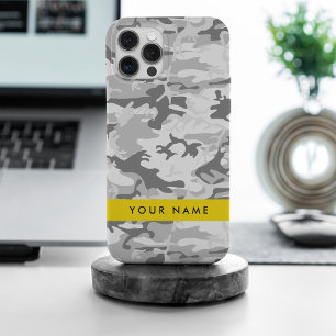 Winter Sneeuwgrijs Camouflage Jouw naam Personalis iPhone 15 Pro Max Hoesje