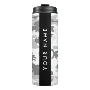 Winter Sneeuwgrijs Camouflage Jouw naam Personalis Thermosbeker