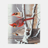 Winter Sneeuwkerstmooie rode kardinalen Fleece Deken (Voorkant)