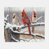 Winter Sneeuwkerstmooie rode kardinalen Fleece Deken (Voorkant (Horizontaal))