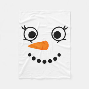 Winter Sneeuwman Gezicht Wimpers Kerstmis Kerstmis Fleece Deken