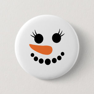 Winter Sneeuwman Gezicht Wimpers Kerstmis Kerstmis Ronde Button 5,7 Cm