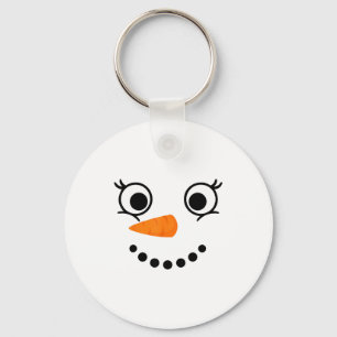 Winter Sneeuwman Gezicht Wimpers Kerstmis Xmas Pre Sleutelhanger