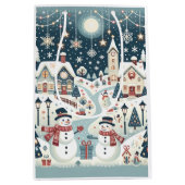 Winter Sneeuwman Scène Medium Cadeauzakje (Voorkant)